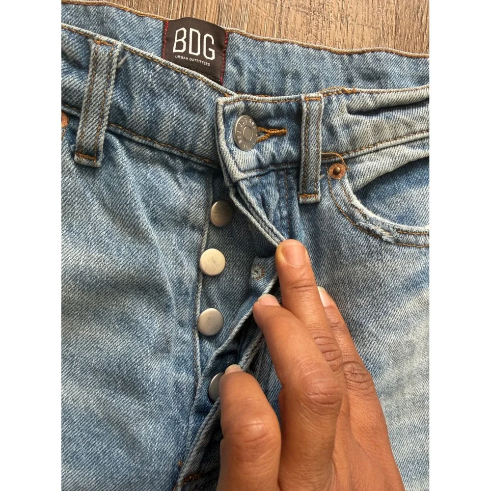 BDG Urban Outfitters Distressed High Rise Straight Leg Jeans Blue Size 25‎